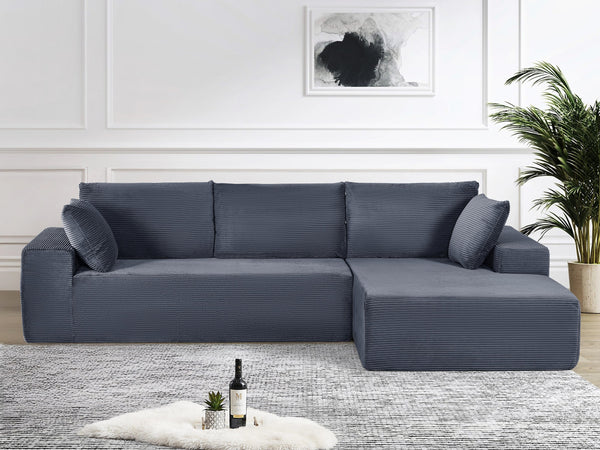 English Elm Cozyform Convertible Sectional Sofa - Soft Corduroy, No Assembly, Modern Design, Comfy & Versatile! B2735P359712