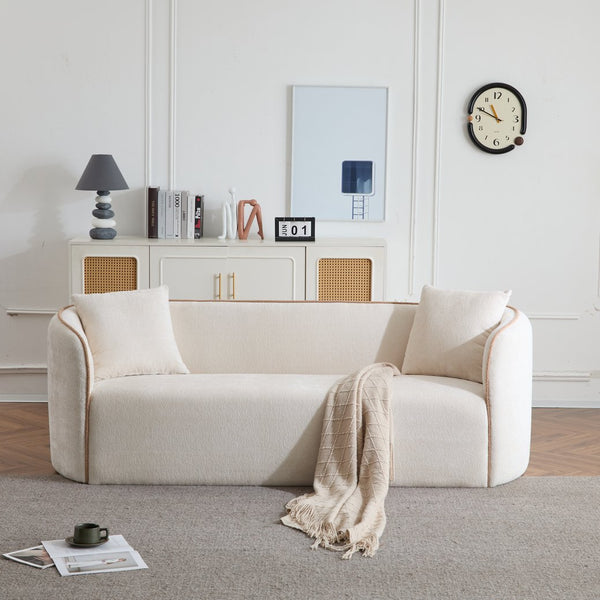 English Elm Coral Boucle Curved Sofa Sculptural Three Seater for Modern Living Spaces N773P240634S_N773P240653S