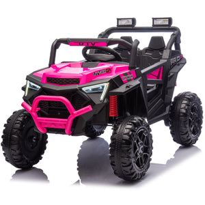 English Elm 24v 400w Kids Electric Utv Ride on with Remote Bluetooth Led Suspension Cockpit Pink W1578P284294