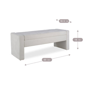 English Elm 50" Tufted Fabric Storage Ottoman Bench Lift Top Soft Close Hinge Bedroom Entryway W5325P426827