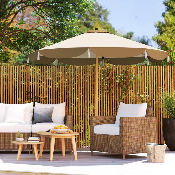 English Elm Outsunny 9 Foot Vented Market Umbrella Upf 50 Plus Polyester Shade for Patio Deck W2225P485591