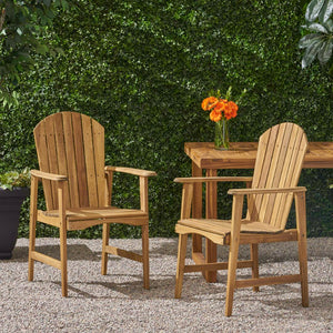 Christopher Knight Home® - Noble House - Malibu Outdoor Weather Resistant Acacia Wood Adirondack Dining Chairs (Set of 2)