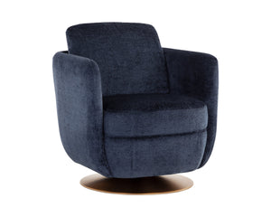 Sunpan Gilley Swivel Lounge Chair - Contemporary Design with Antique Gold Base for Stylish Comfort and Elegance Bergen Navy