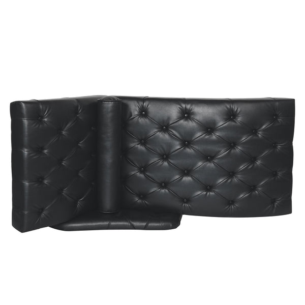 English Elm Chaise Lounge Chair Tufted Pu Leather Upholstered Accent Seat for Bedroom Living Room Black W680P415491