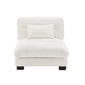 English Elm 27 Modular Armless Chenille Sofa Unit with Solid Wood Frame for Flexible Living Room Seating White W714P253470