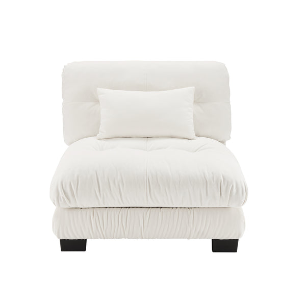 English Elm 27 Modular Armless Chenille Sofa Unit with Solid Wood Frame for Flexible Living Room Seating White W714P253470