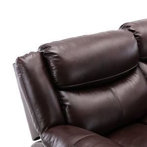 English Elm L Leather Power Reclining Sectional Sofa with USB Ports, Storage Console, Breathable Seating for 5 Brown W791S00001