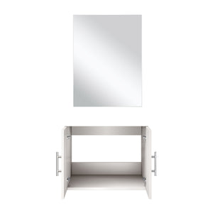 English Elm Glossy White Single Bath Vanity Set With Frameless Mirror - Modern, Space-Saving Design & Storage B2731S00532