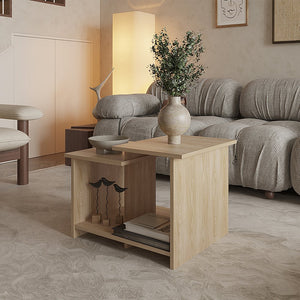 English Elm Sedalia Light Pine Coffee Table with Sleek White Finish, Dual Storage Compartments for Living Room Essentials and Decor — Durable Engineered Wood, Beige Accent B092P269936