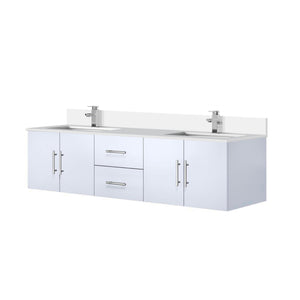 English Elm Glossy White 72" Double Bath Vanity with Cultured Marble Top, Soft-Close Storage & Chrome Faucet B2731P258716