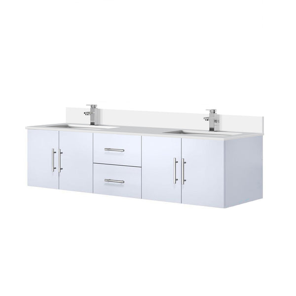 English Elm Glossy White 72" Double Bath Vanity with Cultured Marble Top, Soft-Close Storage & Chrome Faucet B2731P258716