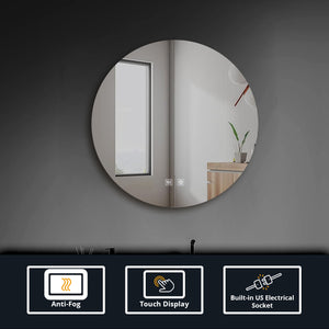 English Elm Nordica Round Led Backlit Vanity Mirror with Defogger for Modern Bathrooms B2731P478354