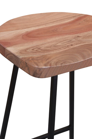 Porter Designs Clement Solid Acacia Wood Bar Stool With Sleek Lines And Comfortable Scooped Seat Natural Wood 07-196-10-2097