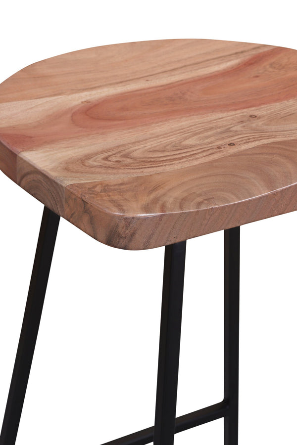 Porter Designs Clement Solid Acacia Wood Bar Stool With Sleek Lines And Comfortable Scooped Seat Natural Wood 07-196-10-2097