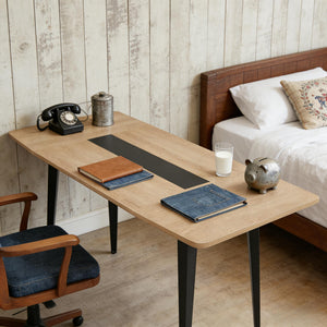 English Elm Industrial Executive Wood Desk with Rustic Brown Veneer for Home Office Workspaces T3971P458697