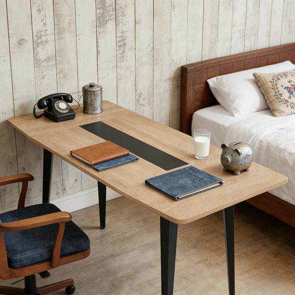 English Elm Industrial Executive Wood Desk with Rustic Brown Veneer for Home Office Workspaces T3971P458697