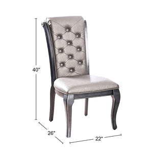 English Elm Set of 2 Gray Faux Leather Dining Chairs with Crystal Button Tufting, Padded Seats & Stylish Frame B016P222680