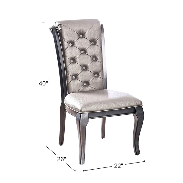 English Elm Set of 2 Gray Faux Leather Dining Chairs with Crystal Button Tufting, Padded Seats & Stylish Frame B016P222680