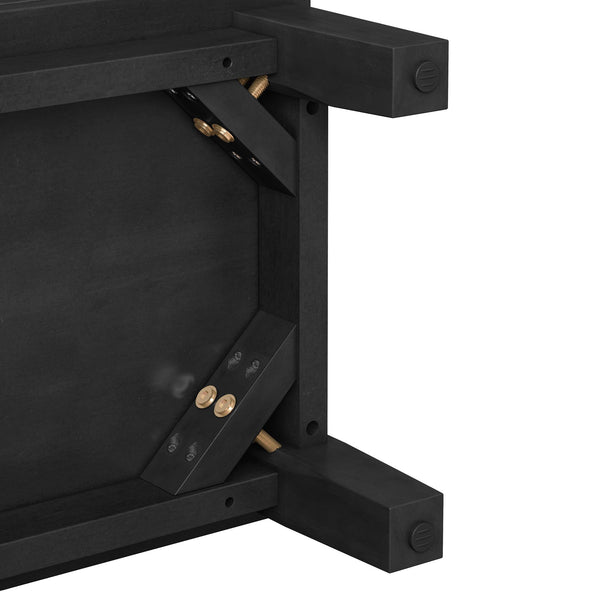 English Elm Modern Mid-Century Media Console with 4 Drawers and Concealed Cable Management, Stylish TV Stand Up to 75" Black+ Gray W757P305594