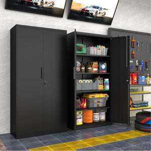 English Elm 72-inch Steel Locking Office Cabinet with 4 Adjustable Shelves for Legal File Storage Black T3625P400653