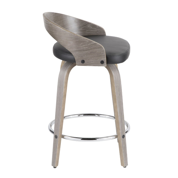 English Elm Folia Swivel Counter Stools Set of 2 Bentwood Frame Upholstered Kitchen Island Seating B202S00065