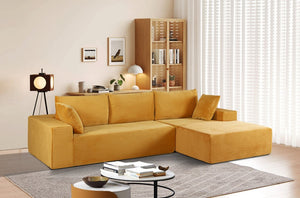 English Elm Cozyform Convertible Sectional Sofa - Soft Ginger Corduroy, Comfy Foam Couch For Living Spaces B2735P359714