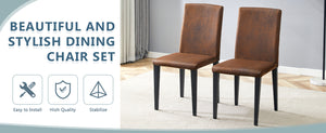 English Elm Four Modern Upholstered Dining Chairs Brown Faux Leather Foam Cushion Metal Legs W1151P357625
