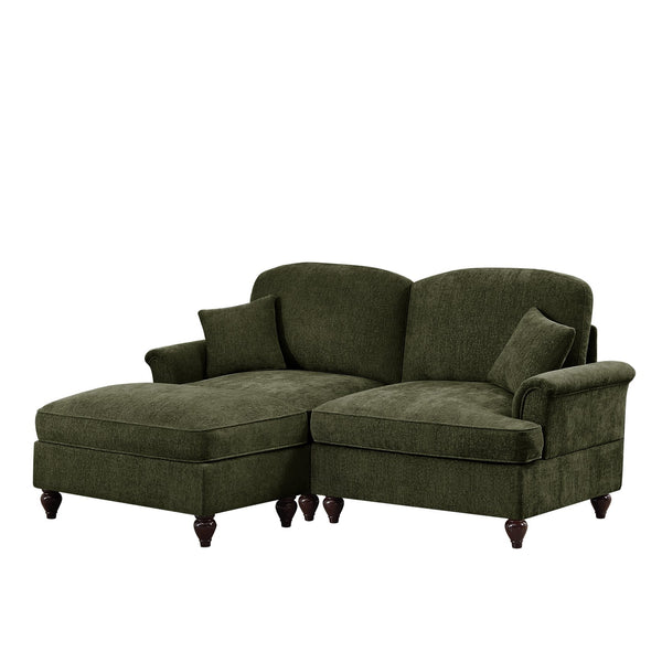 English Elm Elegant Mid Century Modular Two-Seater Sofa With Removable Skirts, Movable Ottoman, & Chic Design W3041S00347
