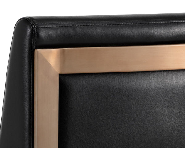 Sunpan Dean Bar Stool with Exposed Brass Frame and Luxurious Bonded Leather for Stylish Spaces Antique Brass / Cantina Black