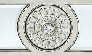 English Elm Varian Mirrored Finish Dresser with Geometric Trim & Sunburst Motifs, 8 Smooth Glide Drawers, Luxe Crystal Knobs Silver 71 L x 23 W x 39 H B2726P261265