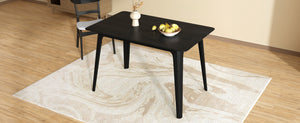 English Elm [video] Mid-century Modern Dining Table Rubberwood Splayed Legs Faux Grain Top Seats Four N759P222557B