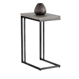 Sunpan Sawyer C-Shaped End Table: Stylish Minimalist Accent for Small Spaces with Unique Concrete Top Black / Grey