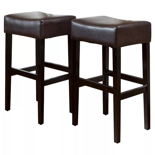 English Elm Christopher Knight Home® - [OLD Set of 2 30" Backless Faux Leather Counter Height Barstool Brown — Transitional 2-Pack Durable Upholstery 74504.00PU