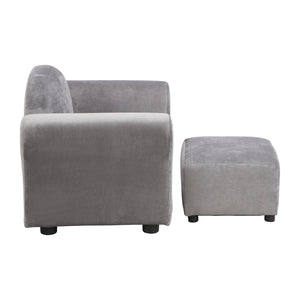 English Elm Kids Velvet Armchair with Ottoman Gray — Ergonomic, Durable Toddler Sofa, Lightweight, 150lb Limit W2297P264486