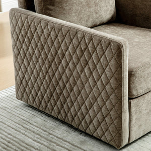 English Elm 29.5''w Chenille Swivel Club Chair with Hidden Storage Tufted Square Seat for Reading Nooks Taupe W3118P419158