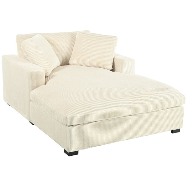English Elm Mirod Oversized Chaise Lounge with Birch Legs Pillow Back Polyester Upholstered Seating N760P196662A