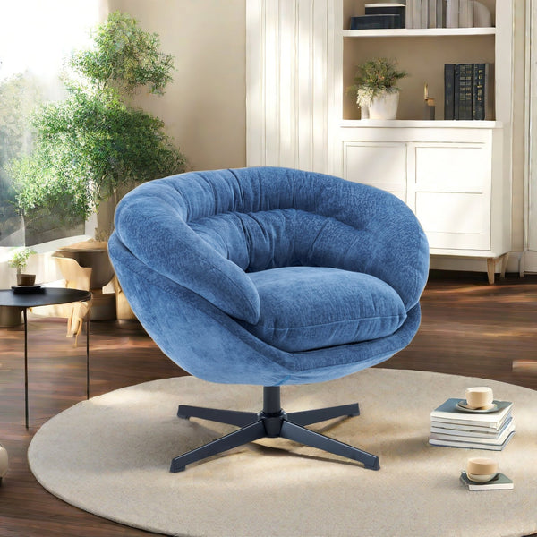 English Elm Christopher Knight Home® - Modern Chenille Office Chair 360° Swivel Accent Seat with Plush Upholstery, Compact Cozy Reading Spot Antique Navy Blue N817P207777N