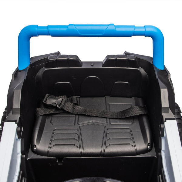 English Elm 12v Kids Electric Utv Ride on Toy with Parental Remote Swing Function and Shock Absorbers Blue W1578P368161