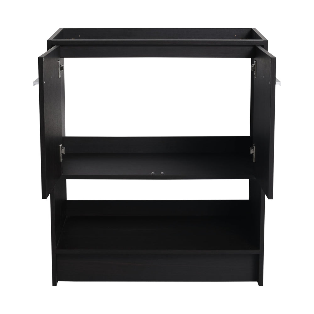 English Elm 30" Freestanding Bathroom Vanity Cabinet with 2 Doors, Integrated Basin & Open Shelf, Modern Ergonomic Design Dark Oak W1972P268399