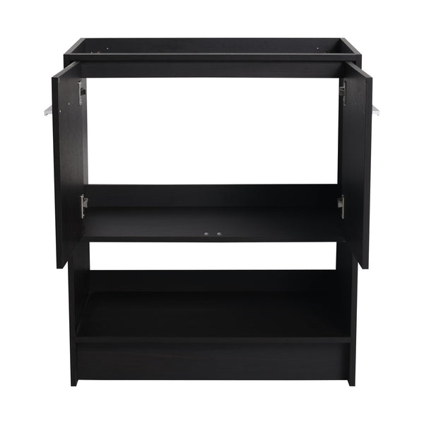 English Elm 30" Freestanding Bathroom Vanity Cabinet with 2 Doors, Integrated Basin & Open Shelf, Modern Ergonomic Design Dark Oak W1972P268399