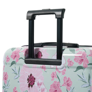 English Elm 6 Piece Hardshell Abs Travel Set with Spinner Wheels Combination Lock and Toiletry Bag Green & Pink Flower N732P391160F