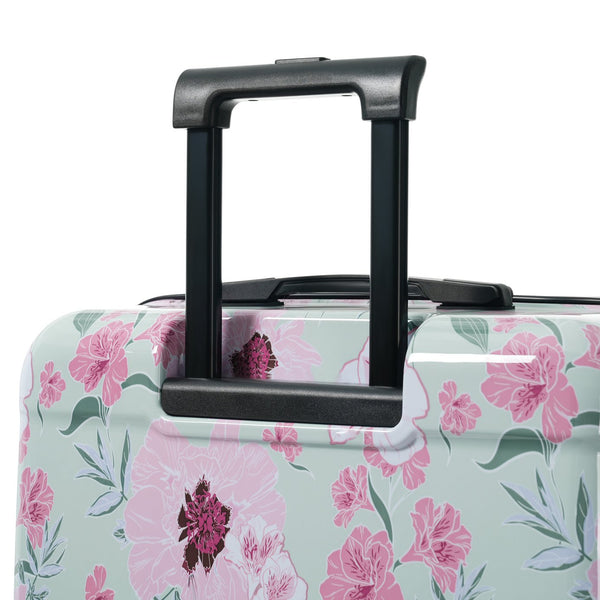 English Elm 6 Piece Hardshell Abs Travel Set with Spinner Wheels Combination Lock and Toiletry Bag Green & Pink Flower N732P391160F