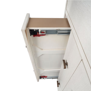 English Elm Vanilla Cream Oak Server with Metal Base, Soft‑Close Doors & Drawers, 3 Drawers 2 Doors Storage Finish B2699P296296