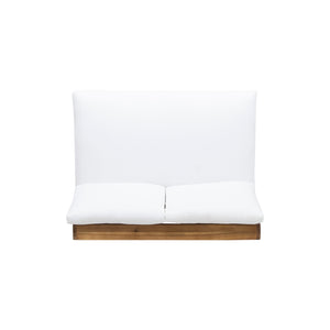 English Elm Christopher Knight Home® - SHERWOOD Loveseat with Acacia Wood Frame, Water-Resistant Cushions & Slatted Paneling for Patio Comfort and Durability Teak 64868.00WHI