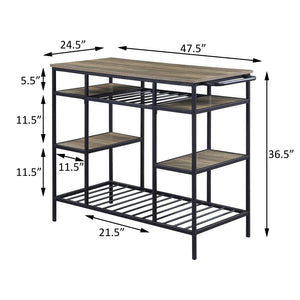 English Elm Rustic Kitchen Island With Open Shelving And Sturdy Black Frame – Perfect For Storage & Prep B062P184581-GIGA