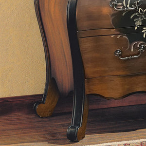 English Elm Oak Romantic Bombay 3-Drawer Chest with Hand-Painted Floral Fronts, Curved Frame & Sturdy Legs B062P209050