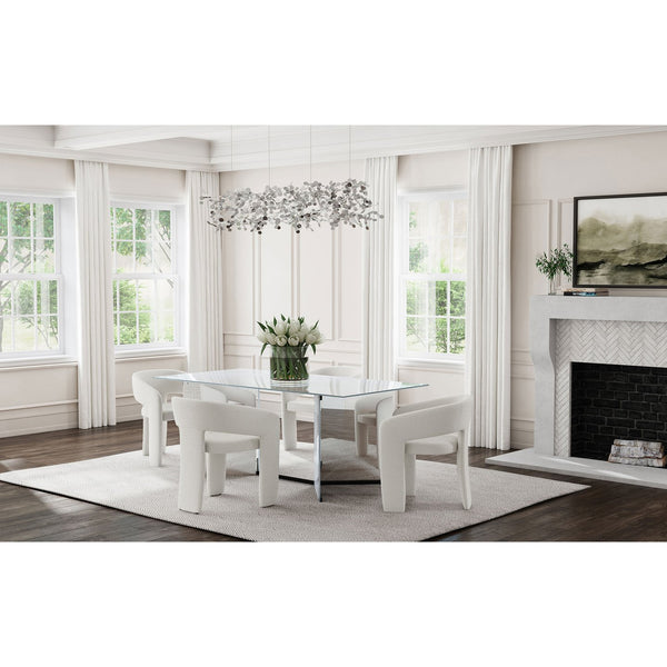 English Elm Cedral Cream Bouclé Dining Arm Chairs - Set of 2, Three-Leg Modern Design, Plush Rounded Back Comfort B062P299825