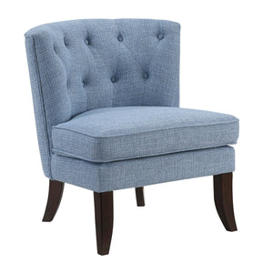 English Elm 1pc Modern Upholstery Button Tufted Accent Chair with Solid Wood Legs, Plush Cushioning for Living Rooms Blue 26.5 L x 28.5 W x 22.5 H B011P305017