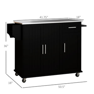 English Elm Homcom Rolling Kitchen Island With Storage, Stainless Steel Top, Spice Rack & Wheels For Easy Mobility W2225P217374