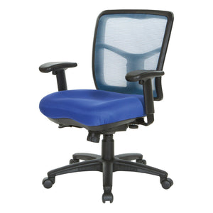 OSP Home Furnishings Blue Air Mist Ergonomic Mesh Office Chair with Lumbar Support and Synchro Tilt Control 92555-9278
